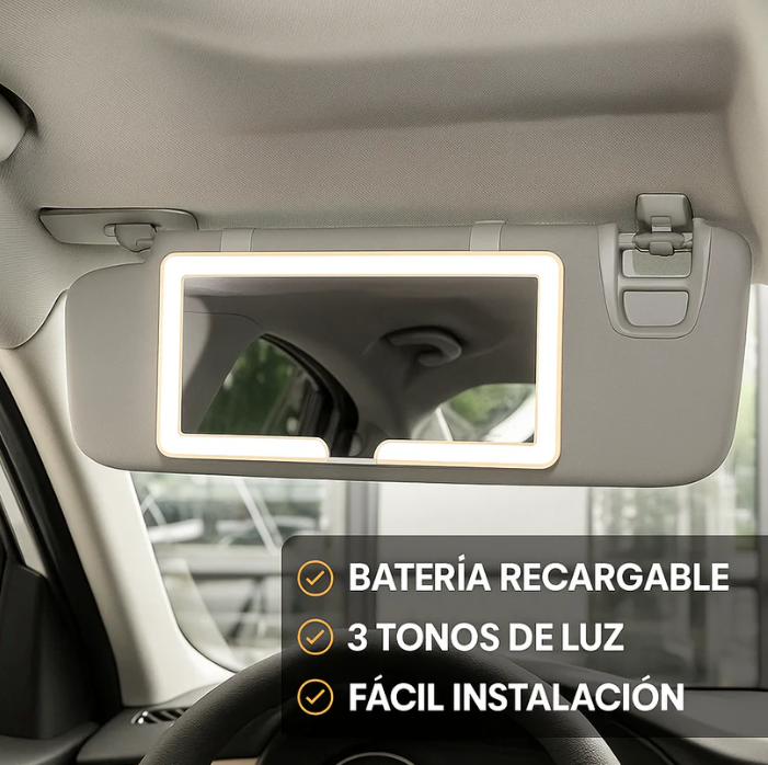 💡 Espejo LED de Maquillaje para Carro