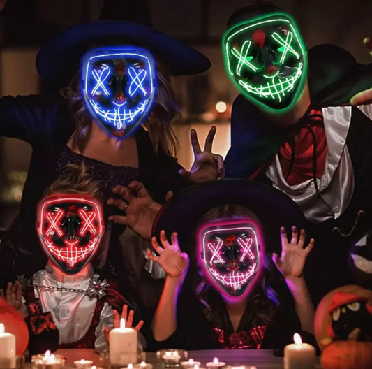 MÁSCARA LUZ NEÓN LED 🎃 LA PURGA 💀 l 2x1 🎁