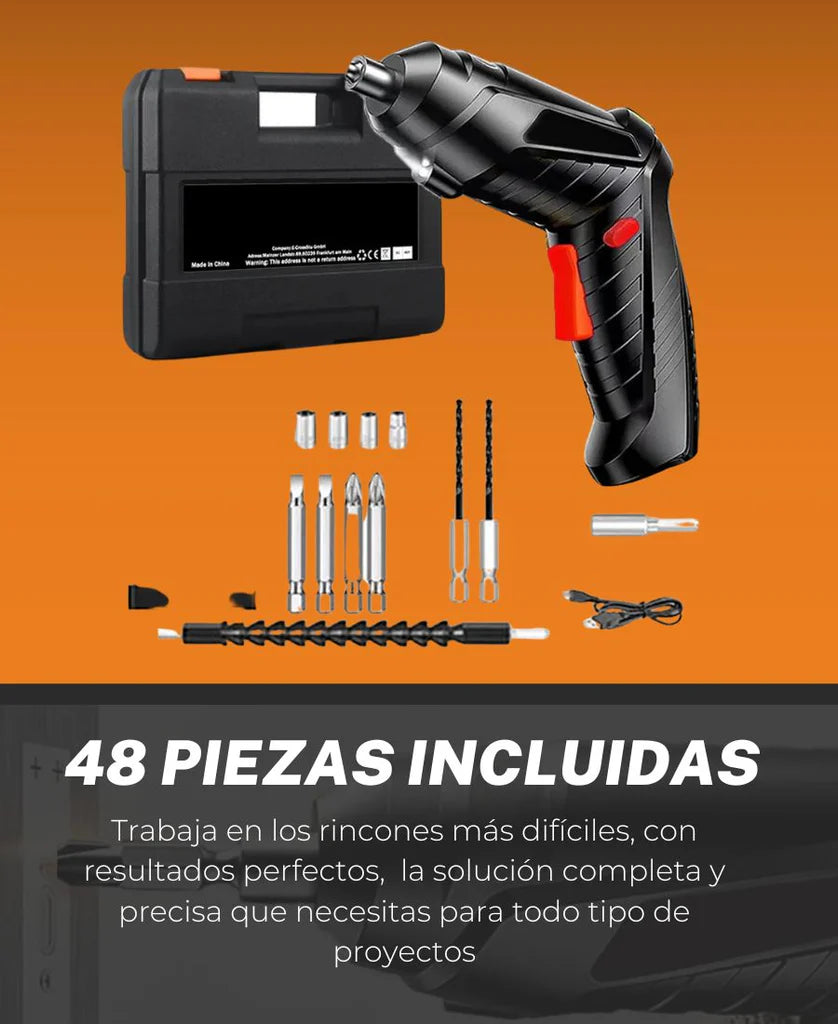 Set Profesional de Destornillador Electrico + 48 Piezas